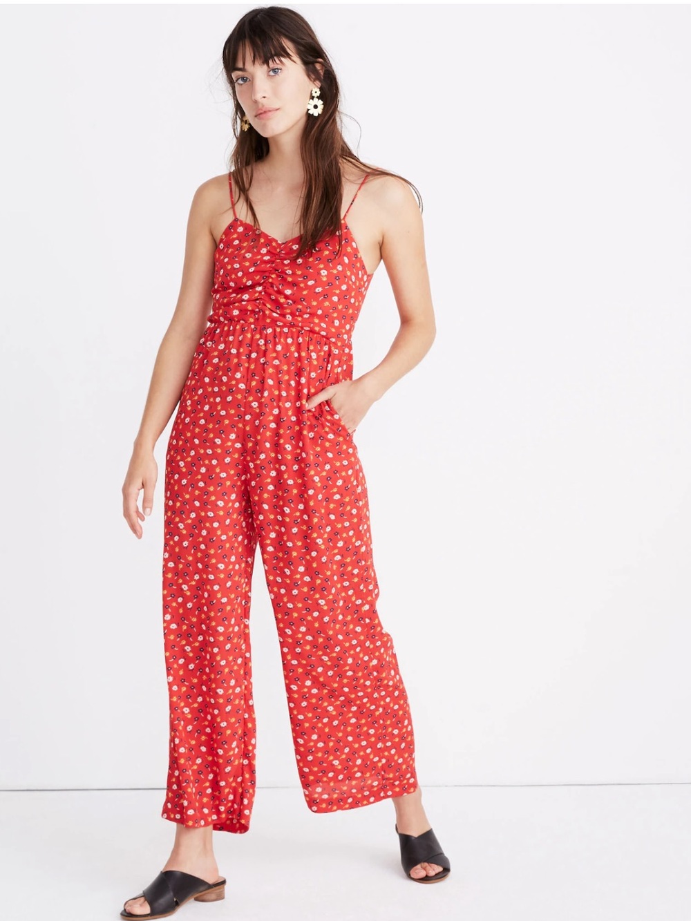 Madewell Ruched Wide-Leg Jumpsuit in Prairie Posies